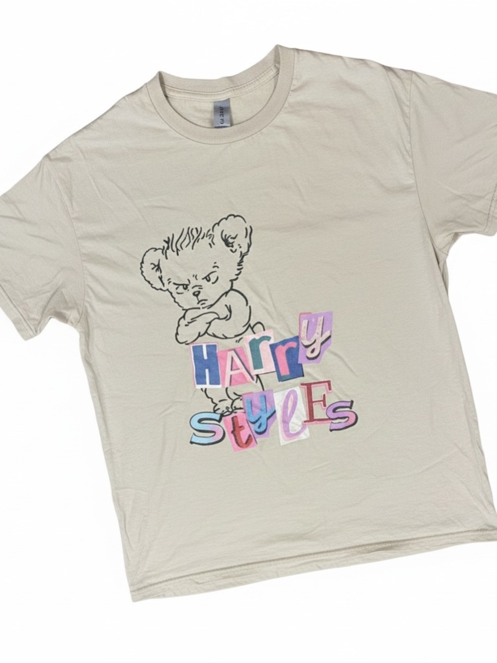 Harry Styles Inspired Graphic Tee Cream Gildan Shirt Size Large - Picture 1 of 5